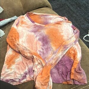 Splendid Tie-Dye Long Sleeve Shirt - Orange and Purple